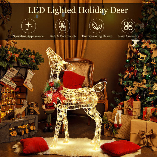 Costway 34.5 Inch Lighted Christmas Reindeer Decoration with 50 Warm White LED Lights LuxuryLifeWay Online Store