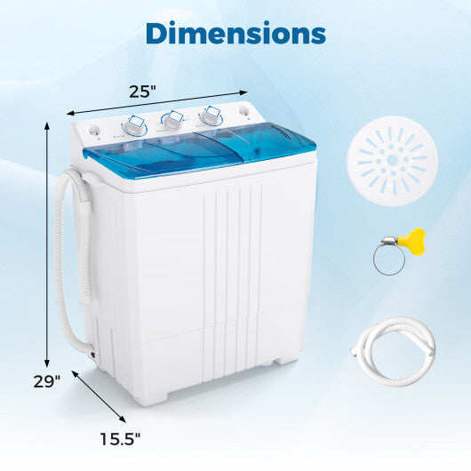 Costway Portable Washing Machine with Built-in Drain Pump Blue LuxuryLifeWay Online Store