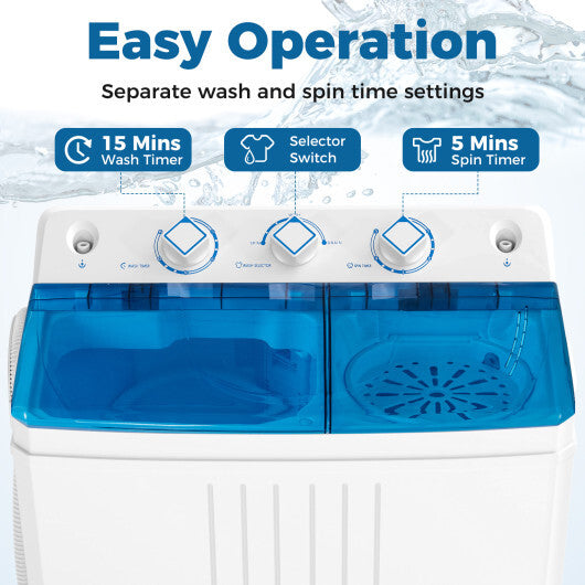 Costway Portable Washing Machine with Built-in Drain Pump Blue LuxuryLifeWay Online Store