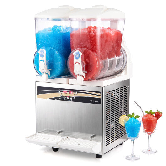 Costway 8 Gal Commercial Slushie Machine with LED Lights-Silver LuxuryLifeWay Online Store