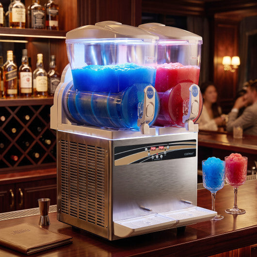 Costway 8 Gal Commercial Slushie Machine with LED Lights-Silver LuxuryLifeWay Online Store