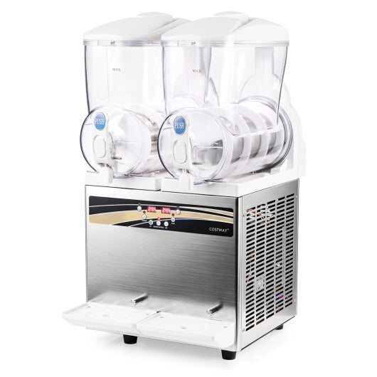 Costway 8 Gal Commercial Slushie Machine with LED Lights-Silver LuxuryLifeWay Online Store
