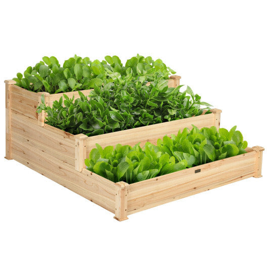 Costway 3 Tier Elevated Wooden Vegetable Garden Bed LuxuryLifeWay Online Store