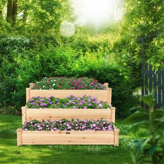 Costway 3 Tier Elevated Wooden Vegetable Garden Bed LuxuryLifeWay Online Store