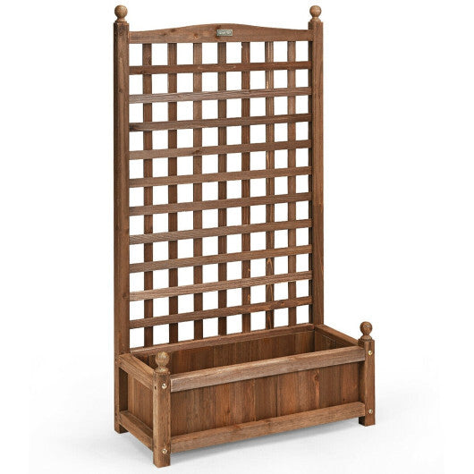 Costway Solid Free Standing Wood Planter Box with Trellis for Garden LuxuryLifeWay Online Store