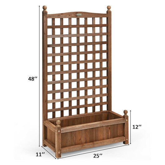 Costway Solid Free Standing Wood Planter Box with Trellis for Garden LuxuryLifeWay Online Store