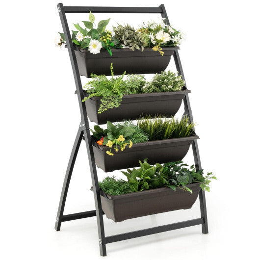 Costway 4-Tier Vertical Raised Garden Bed with 4 Containers and Drainage Holes-S LuxuryLifeWay Online Store