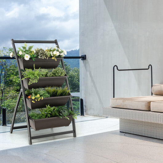 Costway 4-Tier Vertical Raised Garden Bed with 4 Containers and Drainage Holes-S LuxuryLifeWay Online Store