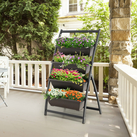 Costway 4-Tier Vertical Raised Garden Bed with 4 Containers and Drainage Holes-S LuxuryLifeWay Online Store