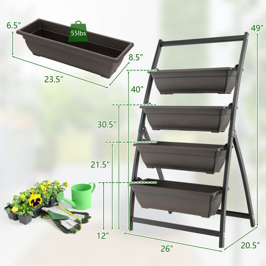 Costway 4-Tier Vertical Raised Garden Bed with 4 Containers and Drainage Holes-S LuxuryLifeWay Online Store