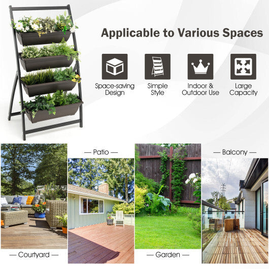 Costway 4-Tier Vertical Raised Garden Bed with 4 Containers and Drainage Holes-S LuxuryLifeWay Online Store