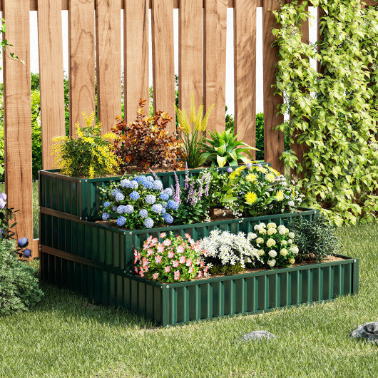 Costway Heavy-Duty Metal Outdoor 3-Tier Raised Garden Bed Planter Box-Green LuxuryLifeWay Online Store