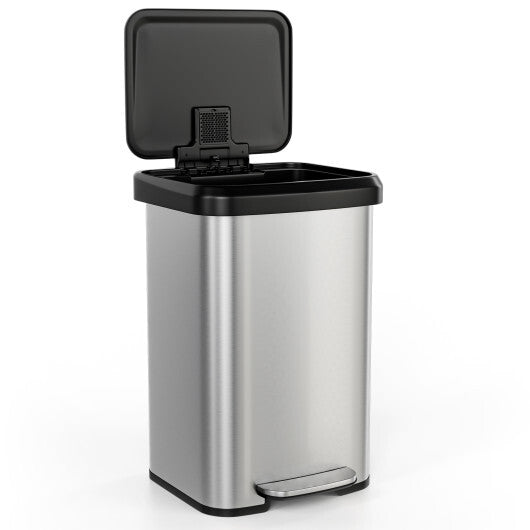 Costway 13.2 Gallon Step Trash Can with Soft Close Lid and Deodorizer Compartment Silver LuxuryLifeWay Online Store