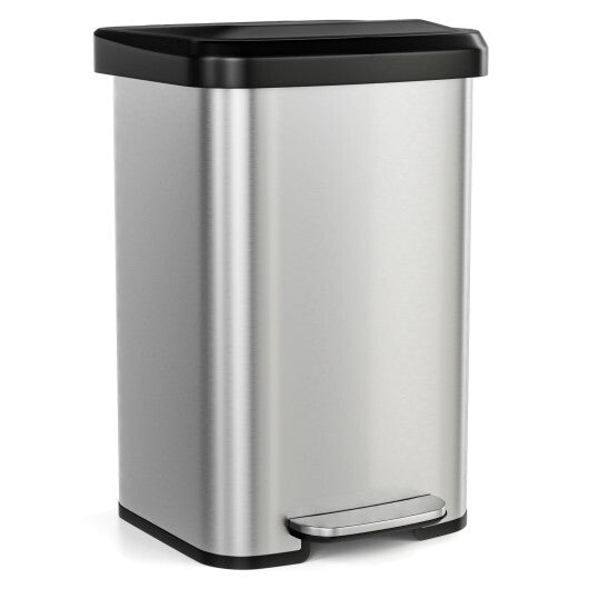 Costway 13.2 Gallon Step Trash Can with Soft Close Lid and Deodorizer Compartment Silver LuxuryLifeWay Online Store