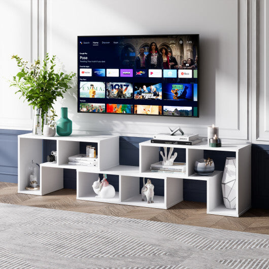 Costway 3 Pieces Adjustable TV Stand for TVs up to 65 Inch with Shelves White LuxuryLifeWay Online Store