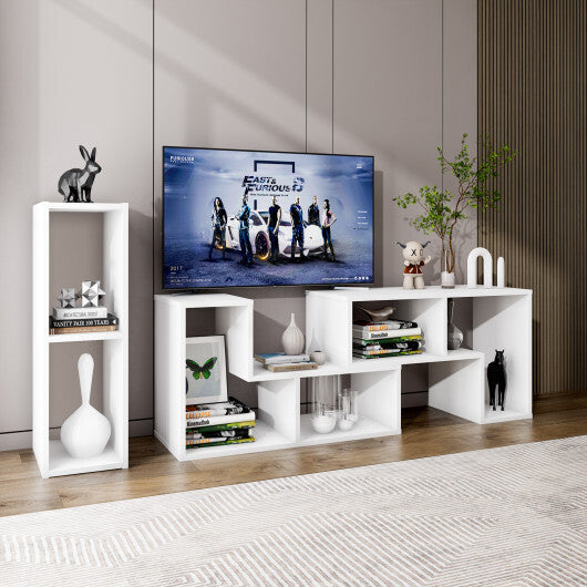 Costway 3 Pieces Adjustable TV Stand for TVs up to 65 Inch with Shelves White LuxuryLifeWay Online Store