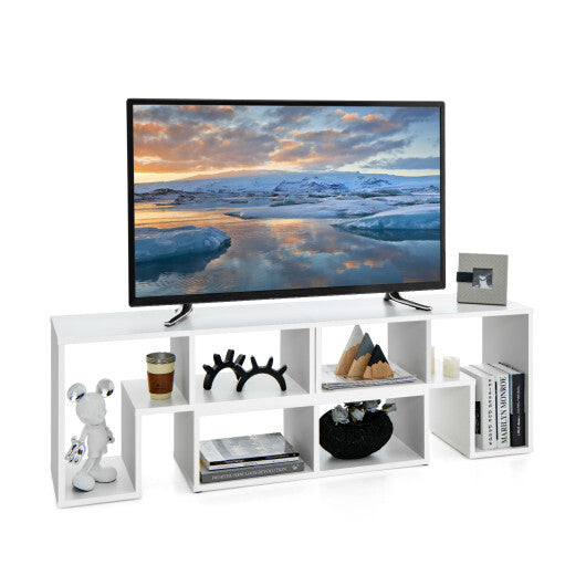 Costway 3 Pieces Adjustable TV Stand for TVs up to 65 Inch with Shelves White LuxuryLifeWay Online Store