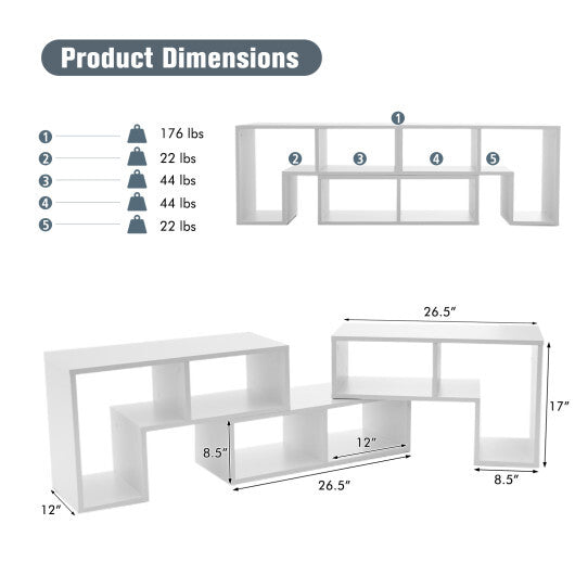 Costway 3 Pieces Adjustable TV Stand for TVs up to 65 Inch with Shelves White LuxuryLifeWay Online Store