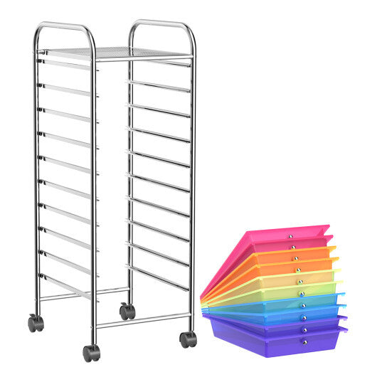 Costway 10 Drawer Rolling Storage Cart Organizer with 4 Universal Casters-Color LuxuryLifeWay Online Store