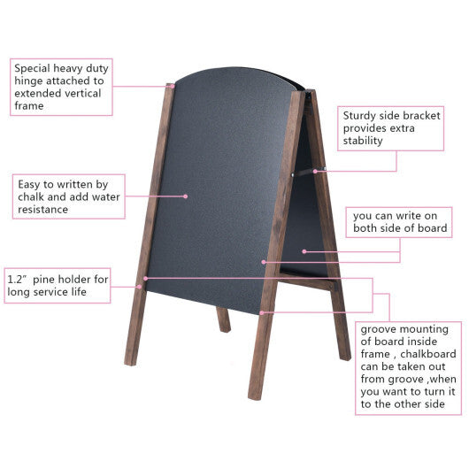 Costway 31.5" Wood A-Frame Chalkboard Menu Sign Board Sidewalk Wedding Signage LuxuryLifeWay Online Store