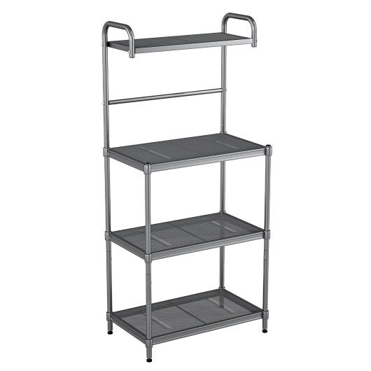 Costway 4-Tier Baker's Rack Microwave Oven Stand Shelves Kitchen Storage Rack Organizer Grey LuxuryLifeWay Online Store