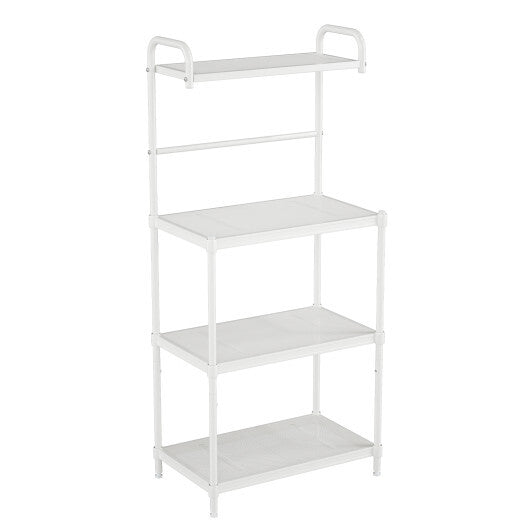 Costway 4-Tier Baker's Rack Microwave Oven Rack Shelves Kitchen Storage Organizer Iron White LuxuryLifeWay Online Store