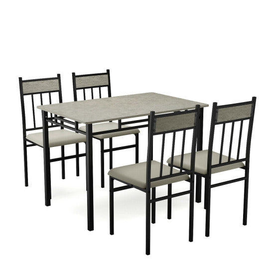Costway 5 Piece Faux Marble Dining Set Table and 4 Chairs Kitchen Breakfast Furniture Grey LuxuryLifeWay Online Store