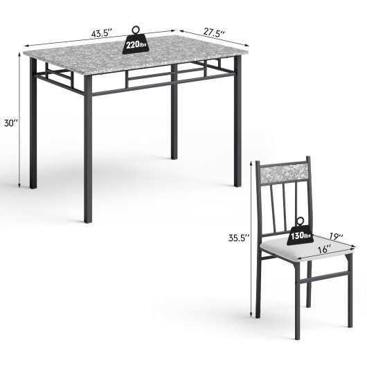 Costway 5 Piece Faux Marble Dining Set Table and 4 Chairs Kitchen Breakfast Furniture Grey LuxuryLifeWay Online Store