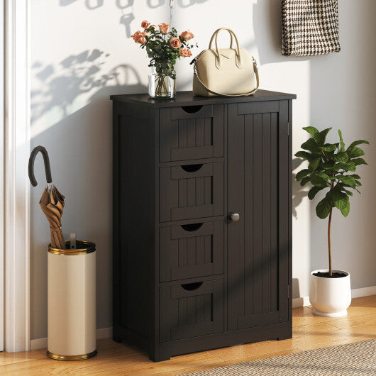 Costway Standing Indoor Wooden Cabinet with 4 Drawers-Black LuxuryLifeWay Online Store