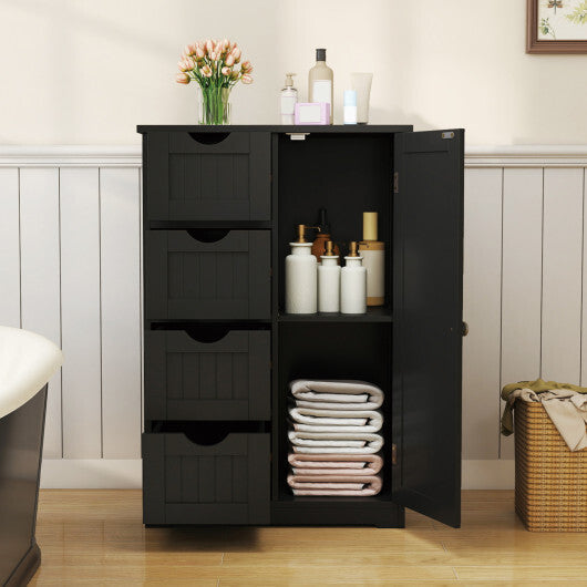 Costway Standing Indoor Wooden Cabinet with 4 Drawers-Black LuxuryLifeWay Online Store