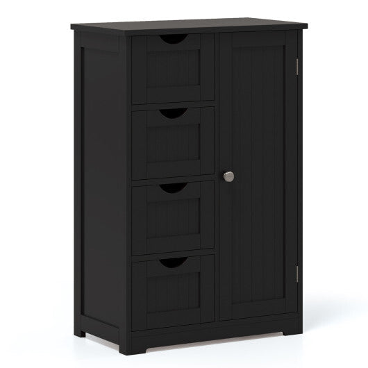 Costway Standing Indoor Wooden Cabinet with 4 Drawers-Black LuxuryLifeWay Online Store