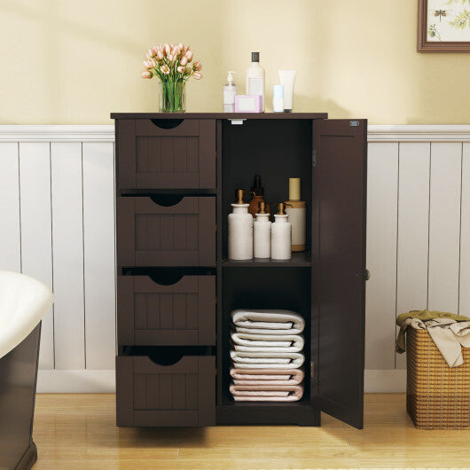 Cosrtway Standing Indoor Wooden Cabinet with 4 Drawers-Brown LuxuryLifeWay Online Store