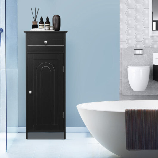 Costway Bathroom Storage Floor Cabinet Organizer Free-Standing w/ Drawer Black LuxuryLifeWay Online Store