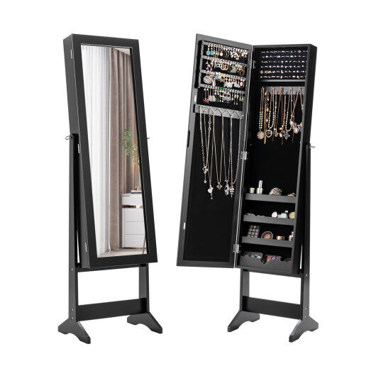 Costway Jewelry Mirrored Cabinet Armoire Organizer Storage Box w/ Stand Christmas Gift LuxuryLifeWay Online Store