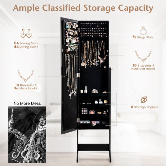 Costway Jewelry Mirrored Cabinet Armoire Organizer Storage Box w/ Stand Christmas Gift LuxuryLifeWay Online Store