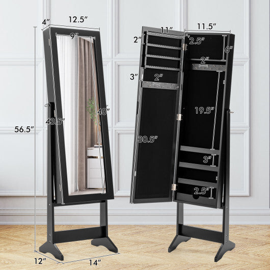Costway Jewelry Mirrored Cabinet Armoire Organizer Storage Box w/ Stand Christmas Gift LuxuryLifeWay Online Store