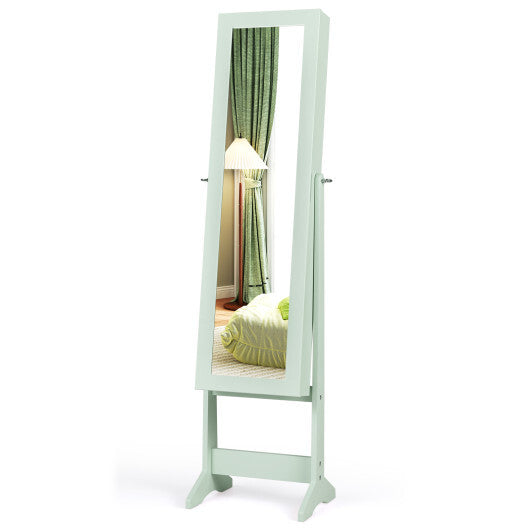 Costway Mirrored Standing Jewelry Cabinet Storage Box Green LuxuryLifeWay Online Store