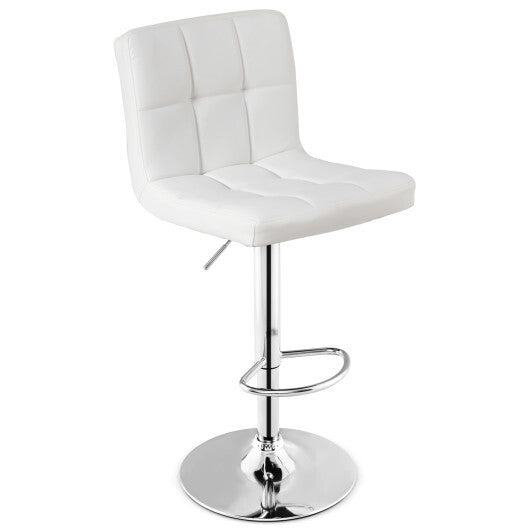 Costway Adjustable Swivel Bar Stool with PU Leather White LuxuryLifeWay Online Store