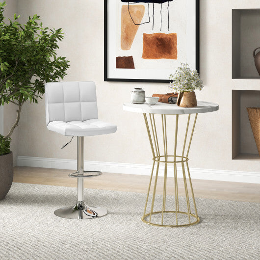 Costway Adjustable Swivel Bar Stool with PU Leather White LuxuryLifeWay Online Store