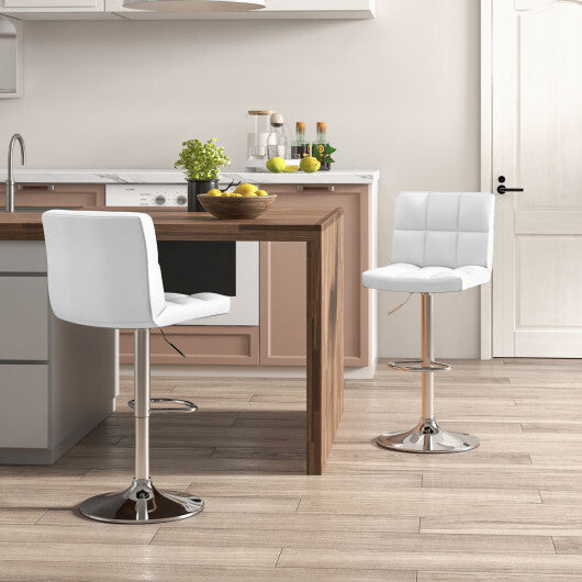 Costway Adjustable Swivel Bar Stool with PU Leather White LuxuryLifeWay Online Store