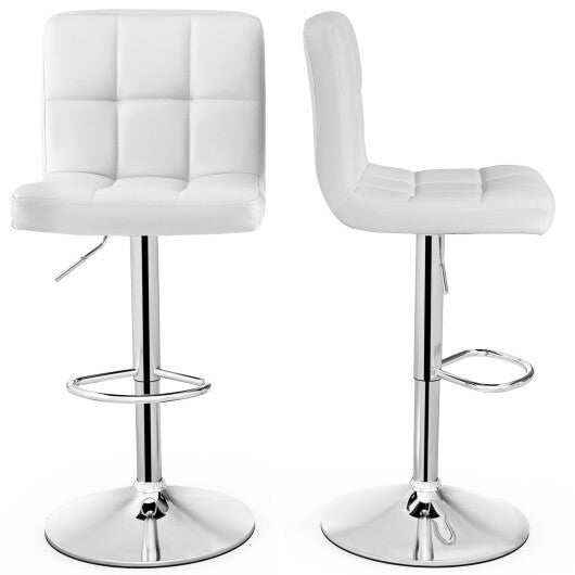 Costway Adjustable Swivel Bar Stool with PU Leather White LuxuryLifeWay Online Store