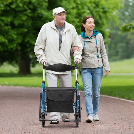 Costway Folding Rollator Walker with 8-inch Wheels and Seat Navy LuxuryLifeWay Online Store