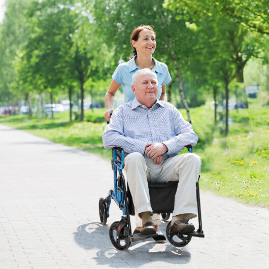Costway Folding Rollator Walker with 8-inch Wheels and Seat Navy LuxuryLifeWay Online Store