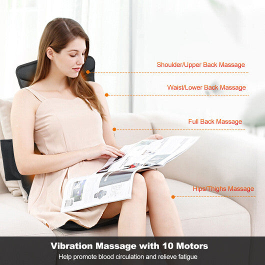 Costway Vibration Massage Seat Cushion Car 10 Vibration Motors Seat Back Massager LuxuryLifeWay Online Store