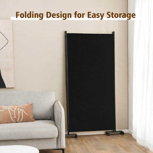 Costway 3-Panel Folding Room Divider 6Ft Rolling Privacy Screen with Lockable Wheels Black LuxuryLifeWay Online Store