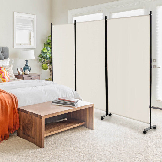 Costway 3-Panel Folding Room Divider 6Ft Rolling Privacy Screen with Lockable Wheels White LuxuryLifeWay Online Store