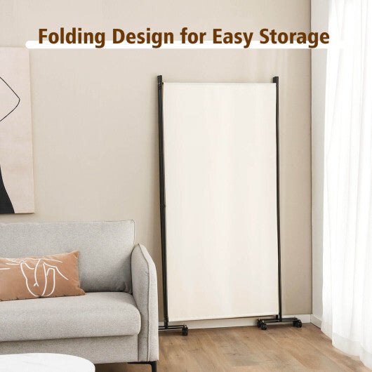 Costway 3-Panel Folding Room Divider 6Ft Rolling Privacy Screen with Lockable Wheels White LuxuryLifeWay Online Store