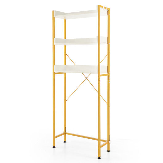 Costway Over The Toilet Storage Rack with Hooks and Adjustable Bottom Bar-White LuxuryLifeWay Online Store