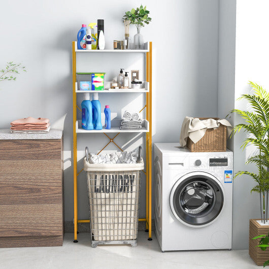 Costway Over The Toilet Storage Rack with Hooks and Adjustable Bottom Bar-White LuxuryLifeWay Online Store