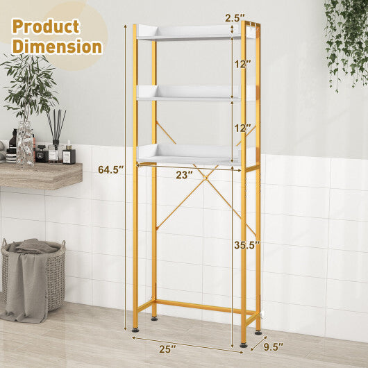 Costway Over The Toilet Storage Rack with Hooks and Adjustable Bottom Bar-White LuxuryLifeWay Online Store
